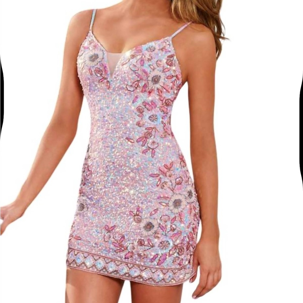 Rachel Allan Pink Floral Mini Dress